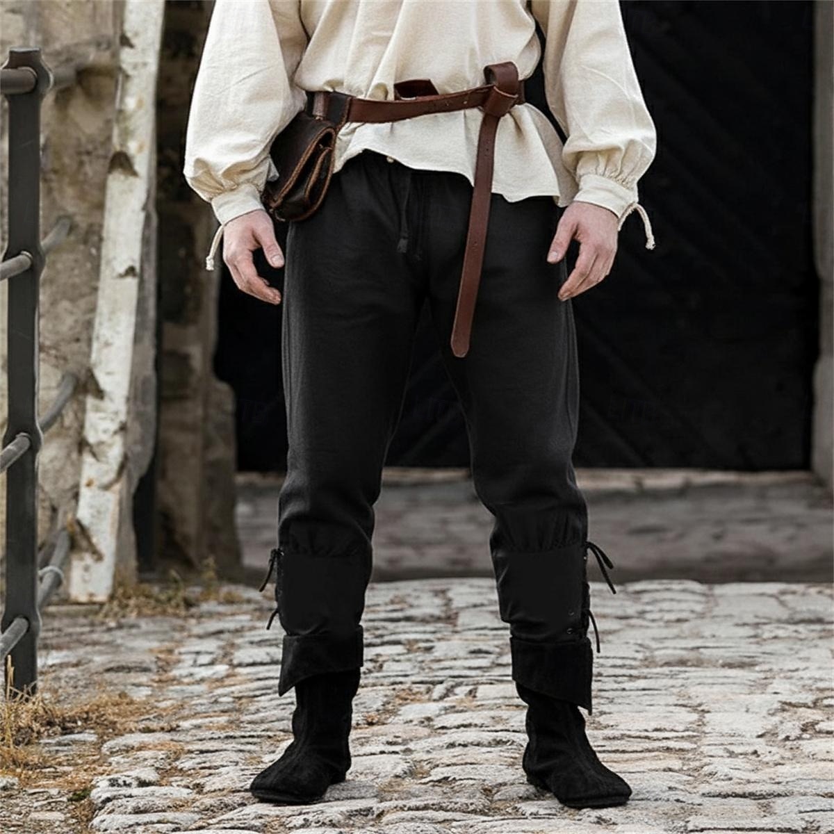 Rétro Vintage Médiéval Renaissance Pantalons de pirate Pirate Viking Ranger Couleur Unie Déguisement Homme Pirate Fantaisie Halloween Carnaval Performance LARP Foire de la Renaissance Adulte Pantalon de 2026 ? $27.99 –P1