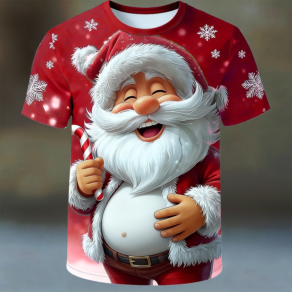 Noël Homme Père Noël T-shirt Manche Courte T-shirt Impression 3D Col ras du cou Chemise Quotidien Designer Artistique Vacances Soirée Rue Bleu Rouge Violet Toutes saisons Vêtement Tenue S M L XL XXL de 2026 ? $15.99 –P5