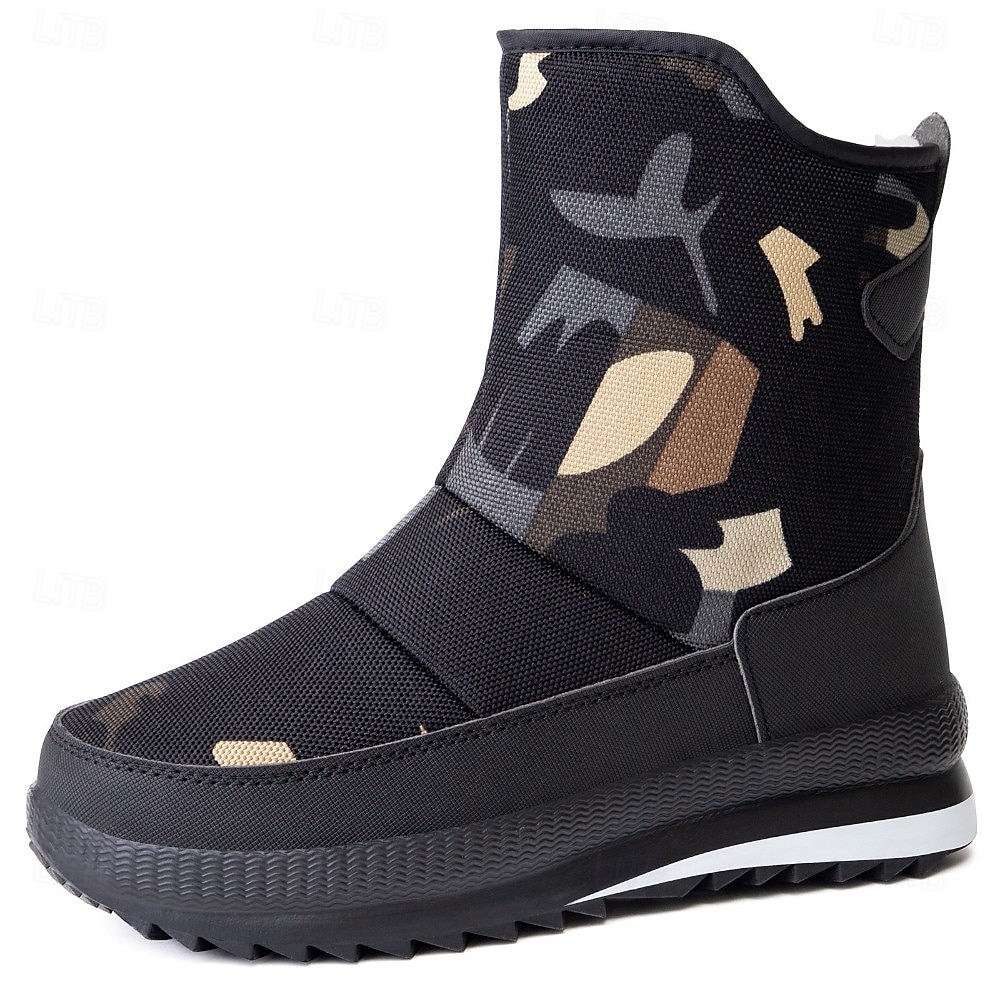 herrarnas halkfria varma vintersnökängor med dragkedja i sidan, avslappnade utomhusvattentäta ankelskor för kallt väder 2025 - $32.99 –P7