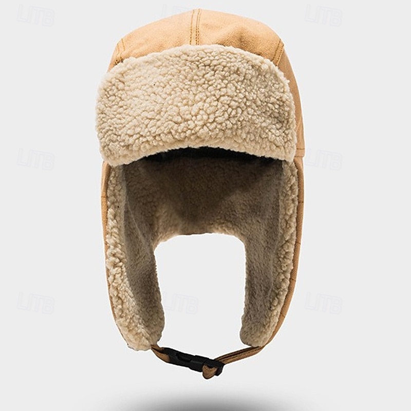 Men's Trapper Hat Ushanka Hat Aviator Hat Ear Flap Hat Winter Hats Black Navy Blue Cotton Fleece Fashion Vintage Style Modern Contemporary Daily Wear Date Solid / Plain Color Thermal Warm Windproof 2026 - $13.99 –P5
