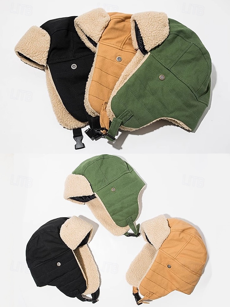 Chapeau de trappeur d'hiver pour homme avec cache-oreilles, casquette d'aviateur doublée de sherpa chaude, chapeau de neige coupe-vent pour la chasse et le ski en plein air de 2025 ? $14.99 –P7