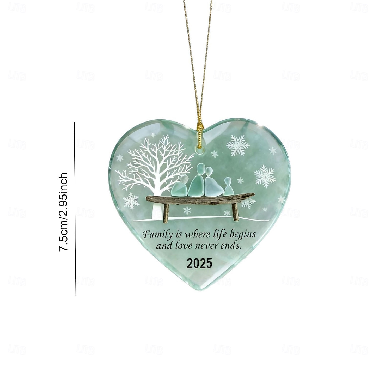 Handmade Heart-Shaped Sea Glass Family Ornament, Timeless Heart Keepsake Pendant with with Inspirational Quotes, Sea Glass Wall Art & Decor for Christmas Tree Home Garden Party Supplies 2025 - $9.99 –P7