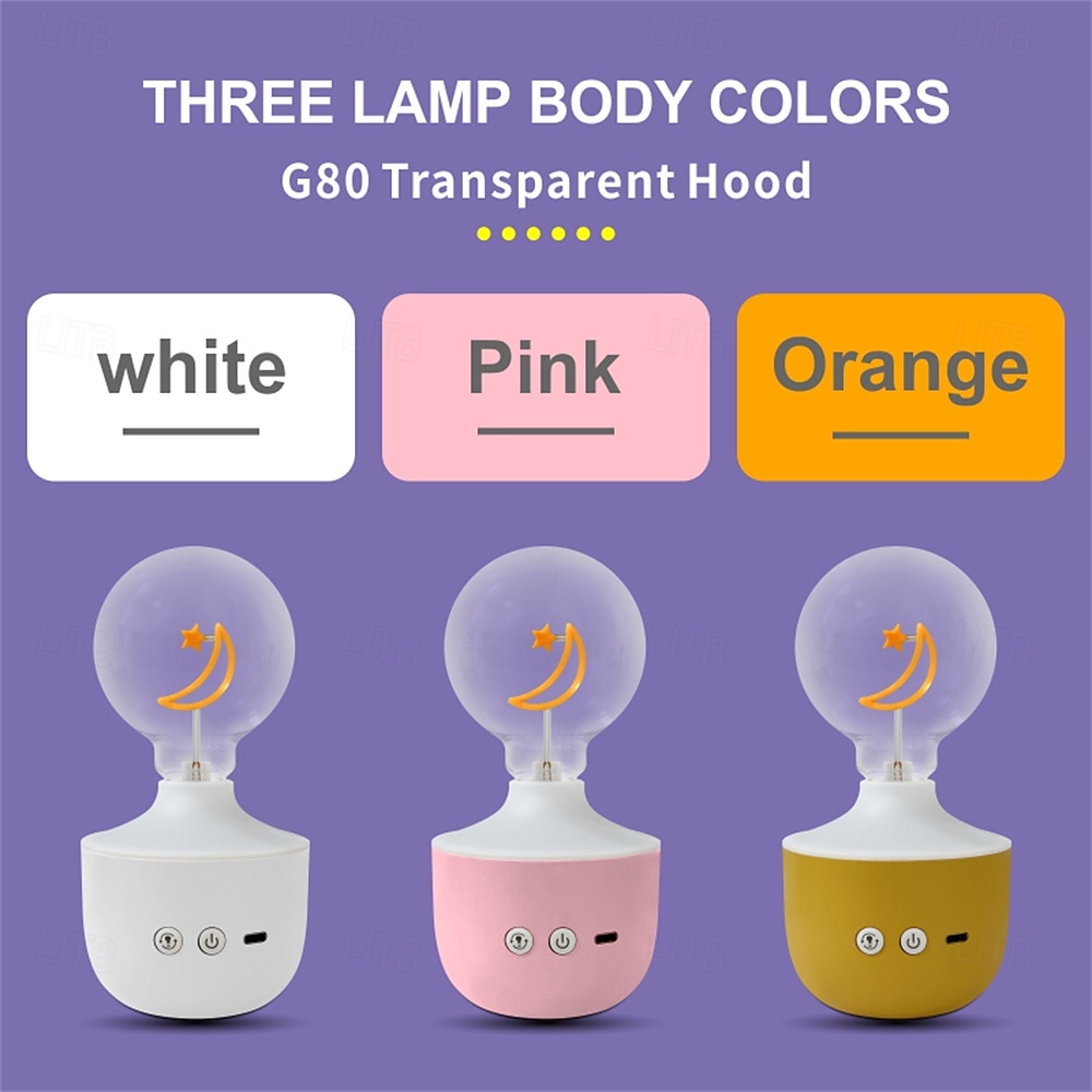 1 шт. светодиодный ночник в форме луны и звезды G80, перезаряжаемая настольная лампа RGB желтого цвета с регулировкой яркости, декор для комнаты, подарочный светильник в форме луны 2025 - $17.99 –P6
