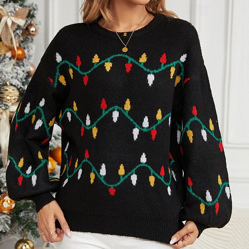 Święta Damskie Bluzki casualowe Sweter sweter Długi rękaw Top Athleisure Graficzny Miękka Ciepłe Impreza Motyw świąteczny Odzież sportowa Odzież sportowa Czarny 2025 - $34.99 –P6