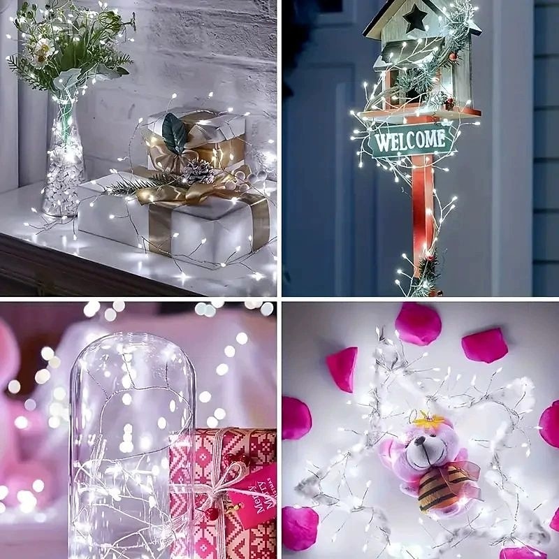 Рождественский дистанционное управление гирлянда светильники 3м 100LEDs 6м 200LEDs огни фейерверка 8 режимов освещения Новый год свадьба праздник сад рождественская елка украшение дома наружное 2025 - $14.99 –P15