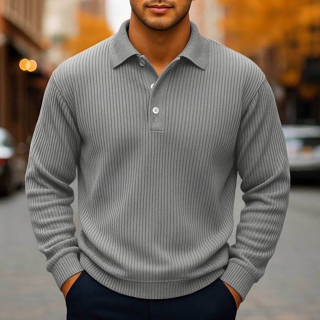 Per uomo Polo Camicia di Velluto a Coste Casuale Sportivo Bavero Manica Lunga Moda Essenziale Tinta unica Testurizzato Bottoni Caldo Autunno Primavera & Autunno Vestibilità regolare Blu Blu scuro del 2026 a $25.99 –P7