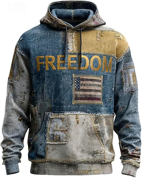 Per uomo Croce Bandiera Americana Felpa con Cappuccio Moda Casual Vintage Retrò Manica Lunga Con Cappuccio Vacanza Feste Abbigliamento casual alla moda Festival Blu Rosso Stampa Autunno Inverno del 2026 a $31.99 –P2