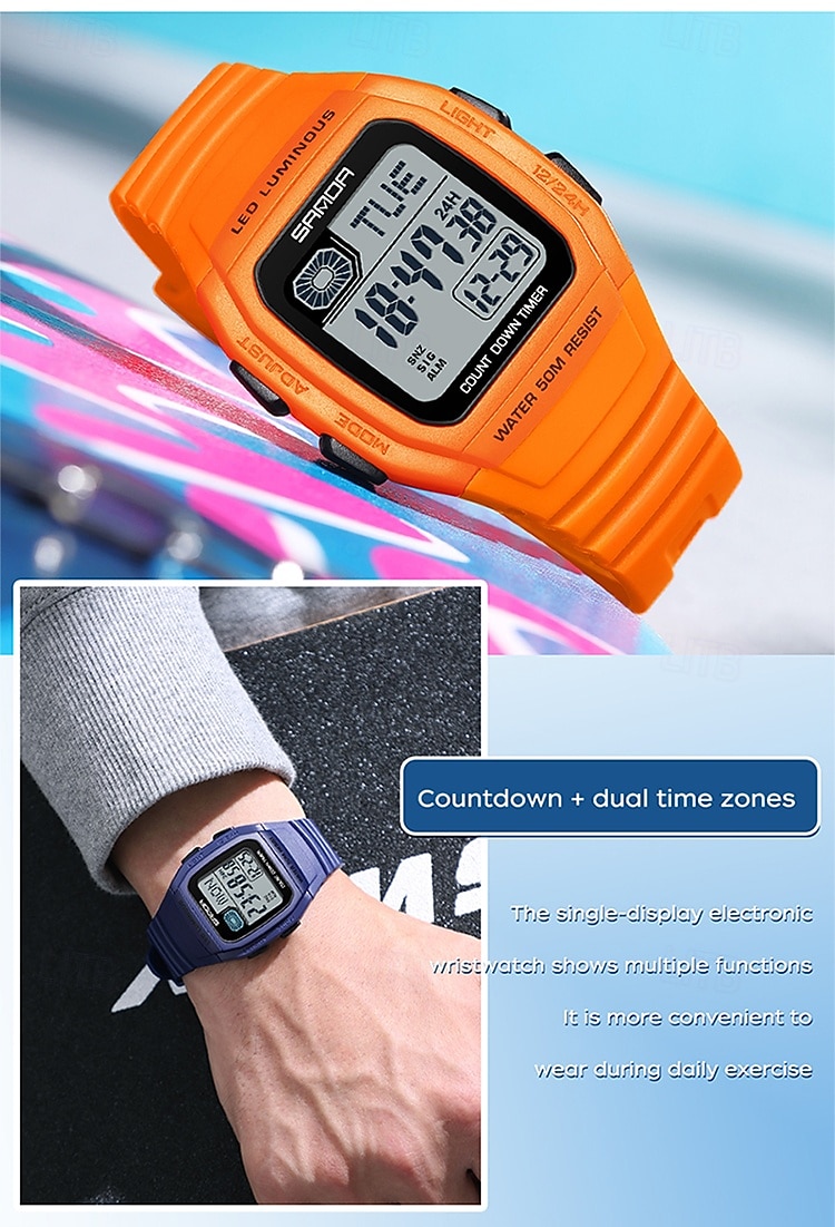 SANDA Gift for Women Men Digital Watch Large Dial Outdoor Sports Casual Luminous Calendar Date Waterproof Silicone Watch 2026 - $29.99 –P4