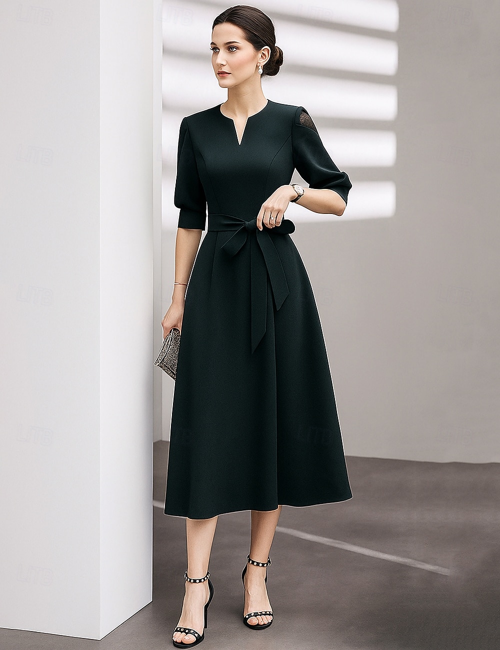 A-Linja Tee Pituuden Juhlapuku Kokkarepuku Häätvierasasu Morsiamen Äidin Puku Puolihihna V-kaulaosa Elegantti Vintage Juhla Rypytyksillä 2026 - $89.99 –P4