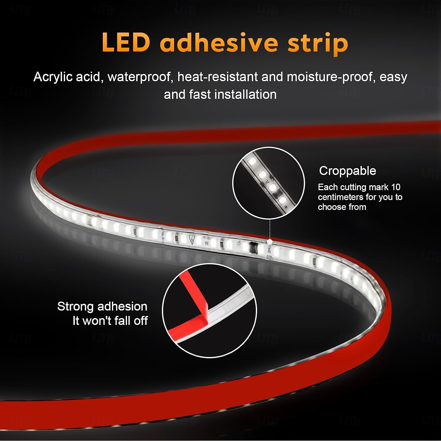 2025年 LED防水IP65ライトストリップ、16.4～328フィート、強力な粘着剤付きLEDライトストリップ、単列120LED、二列240LED、オン/オフスイッチ付きプラグワイヤー、屋内寝室キャビネット下装飾用  コレクション – $21.99 –P10