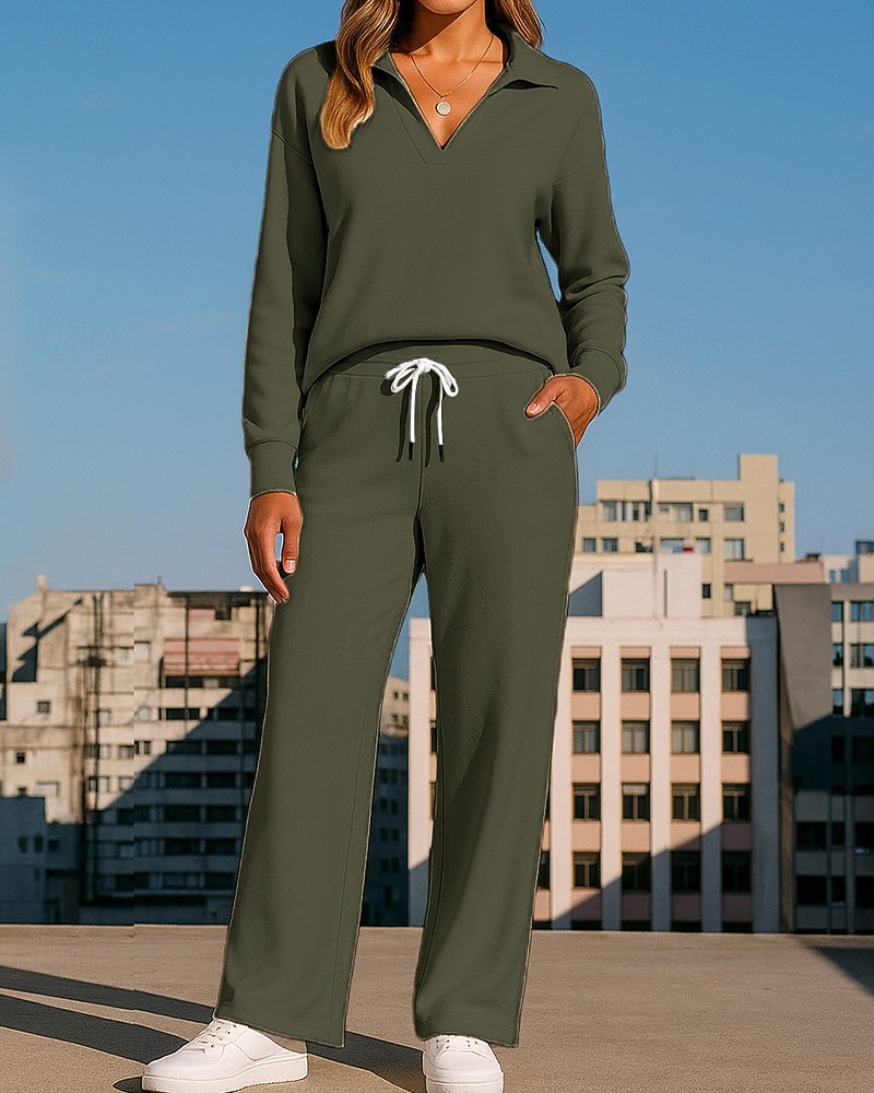 Women's Tracksuit Sweatpants Sportswear Solid Colored Clothing Suit Fall Black White Outdoor Travel Sports High Waist Long Sleeve Sport Activewear Micro-elastic Regular Fit 2025 - $35.99 –P8