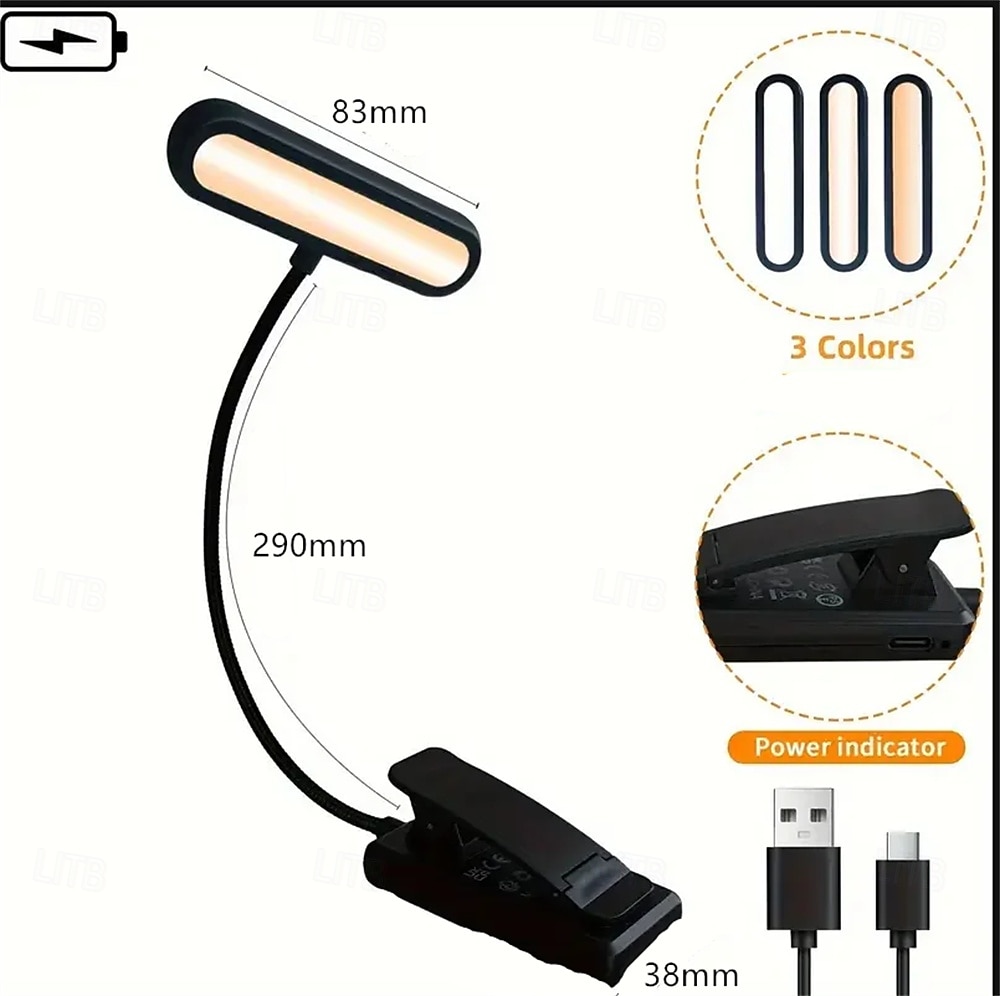 3 Colors LED Clip on Book Lamp Usb Rechargeable Reading Lamp Light Portable Read Book Light Bedroom Night Light 2026 - $31.99 –P7