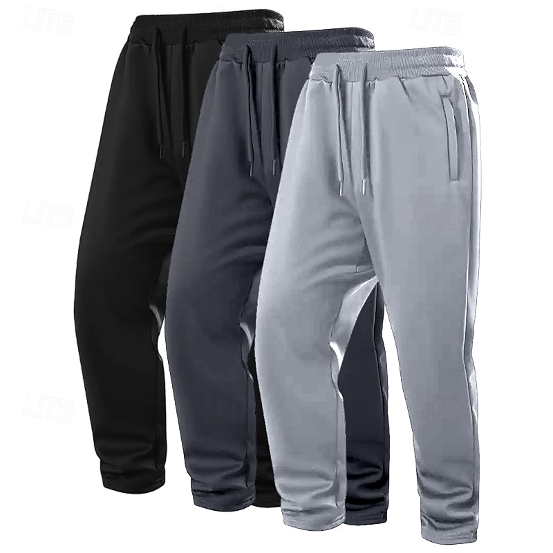 Pánské Tepláky Fleecové kalhoty Kalhoty Tepláky s rovnými nohama Tepláky s otevřeným dnem Šňůrky Elastický pas Vícebalení Bez vzoru Odvod vlhkosti Prodyšné Délka kolen Venkovní Ležérní Denní Módn 2026 - $31.99 –P7