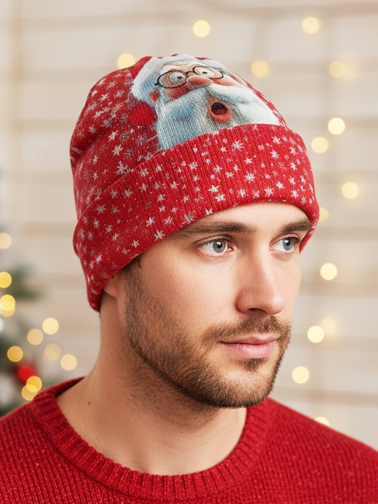 Miesten jouluinen pipo – joulupukki- ja piparkakkuaiheinen, mukavasta neulotusta materiaalista, täydellinen juhlapyhiin, talviretkiin ja joululahjoiksi 2026 - $14.99 –P2