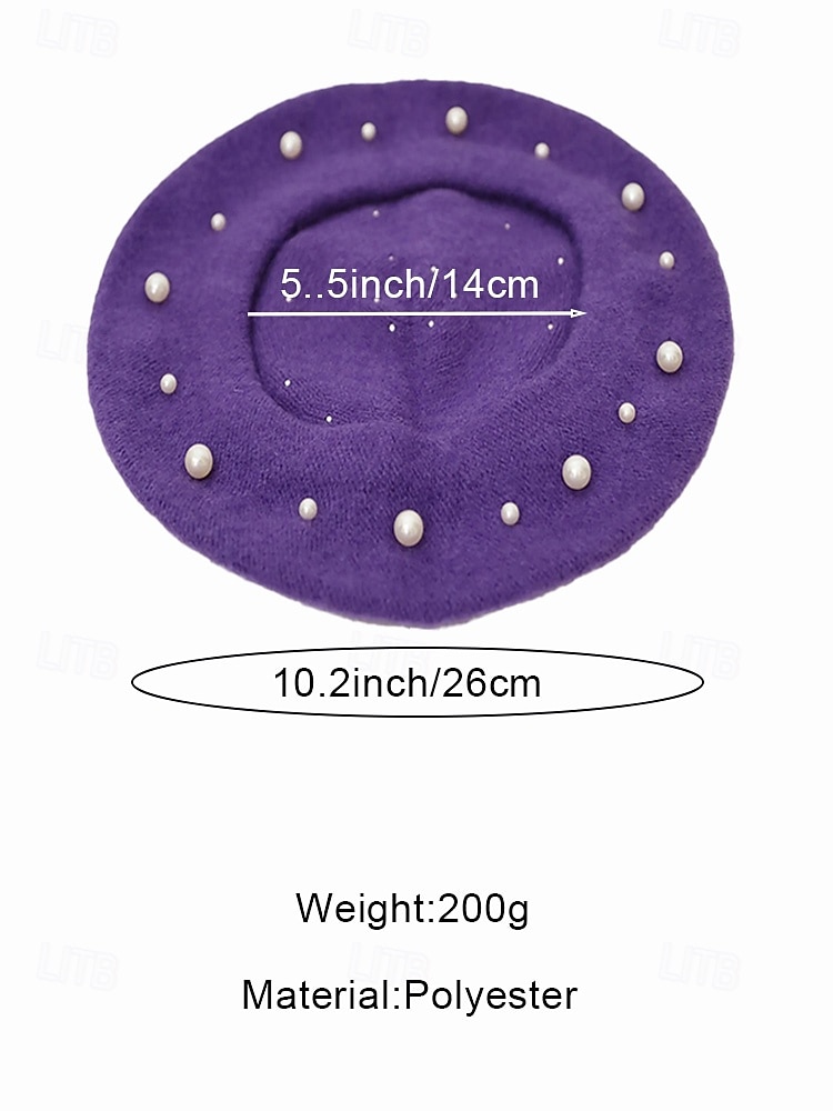 Women's Christmas Faux Cashmere Beret Hat, Elegant Pearl Embellished Winter Hat, Soft Warm French Style Cap for Holiday, Party and Daily Wear, Multi-Color Options 2026 - $11.99 –P3