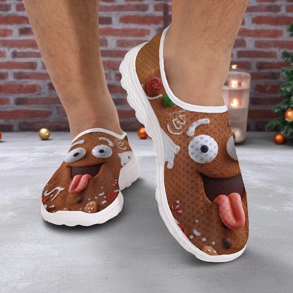 Męskie świąteczne kapcie piernikowe - zabawne buty na święta z motywem piernikowych ciasteczek, wygodne, wsuwane, idealne do leniuchowania i codziennego noszenia zimą 2025 - $26.99 –P2