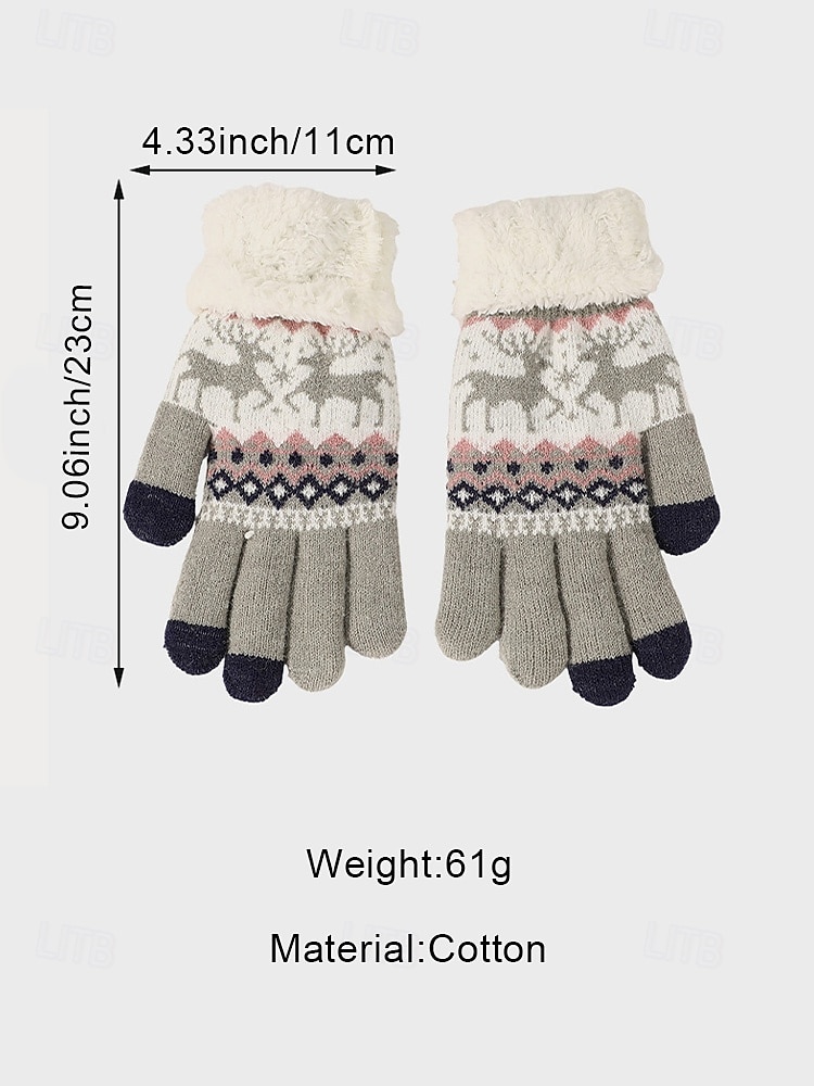 Kerst touchscreen handschoenen voor dames, comfortabel gebreid ontwerp met sneeuwvlok- en elandpatroon, zachte fleece manchet, perfect voor de feestdagen en de winter 2026 - $11.99 –P9