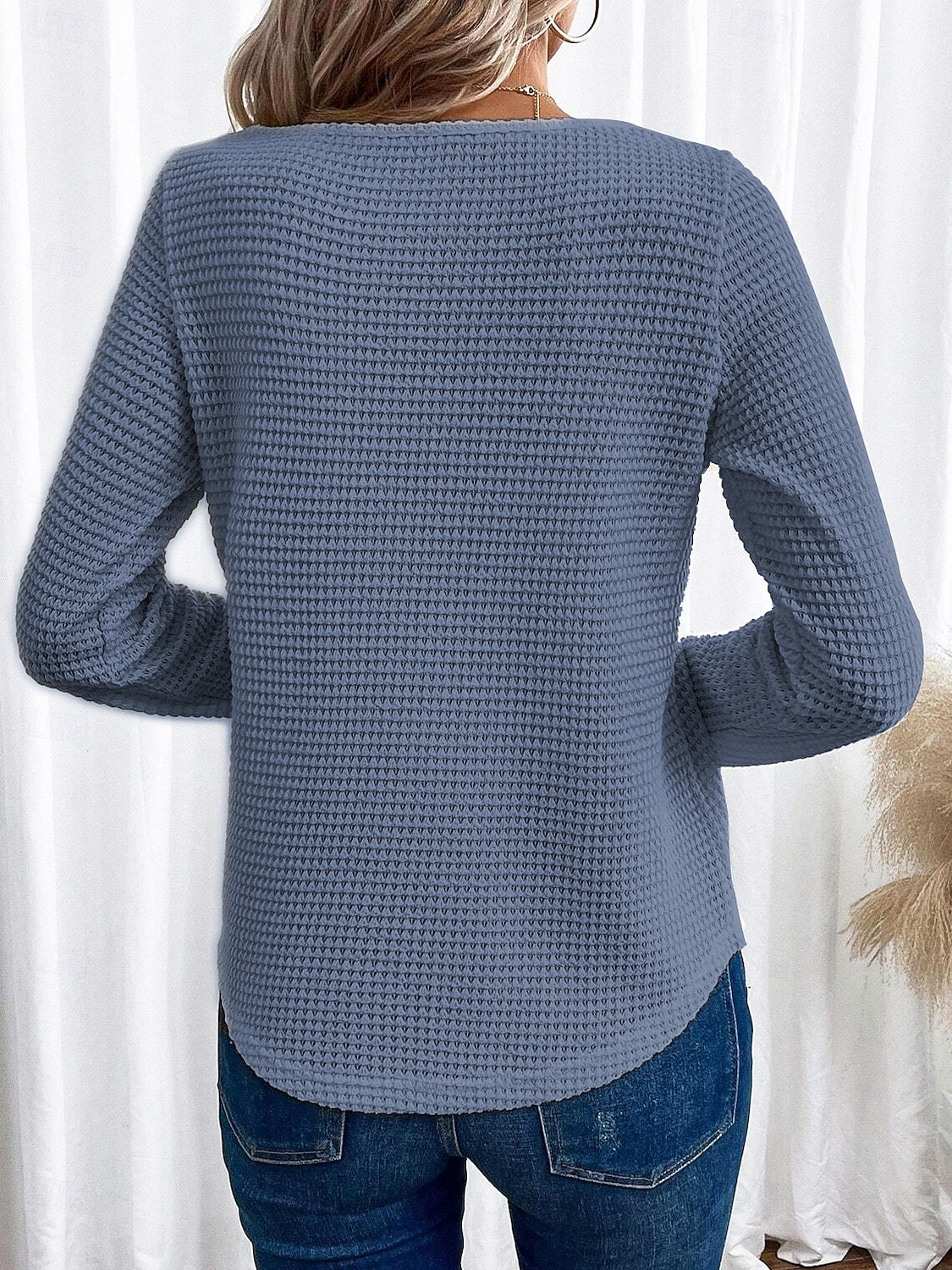 Damskie Koszula Jednokolorowe Elegancja Bohema Zabytkowe Długi rękaw Półgolf Zwykłe topy Praca Codzienny Koronka Haft Koronka iluzjonistyczna Brudny róż Niebieski Pomarańczowy Beżowy Wiosna Jesie 2025 - $24.99 –P11