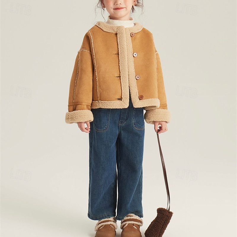 Kinderen Voor meisjes Kunstsuède jasje Fleecejack Jack Effen Kleur Modieus Zak Houd Warm Windbestendig: Buiten jas bovenkleding 4-12 jaar Herfst Bruin 2025 - $41.99 –P3