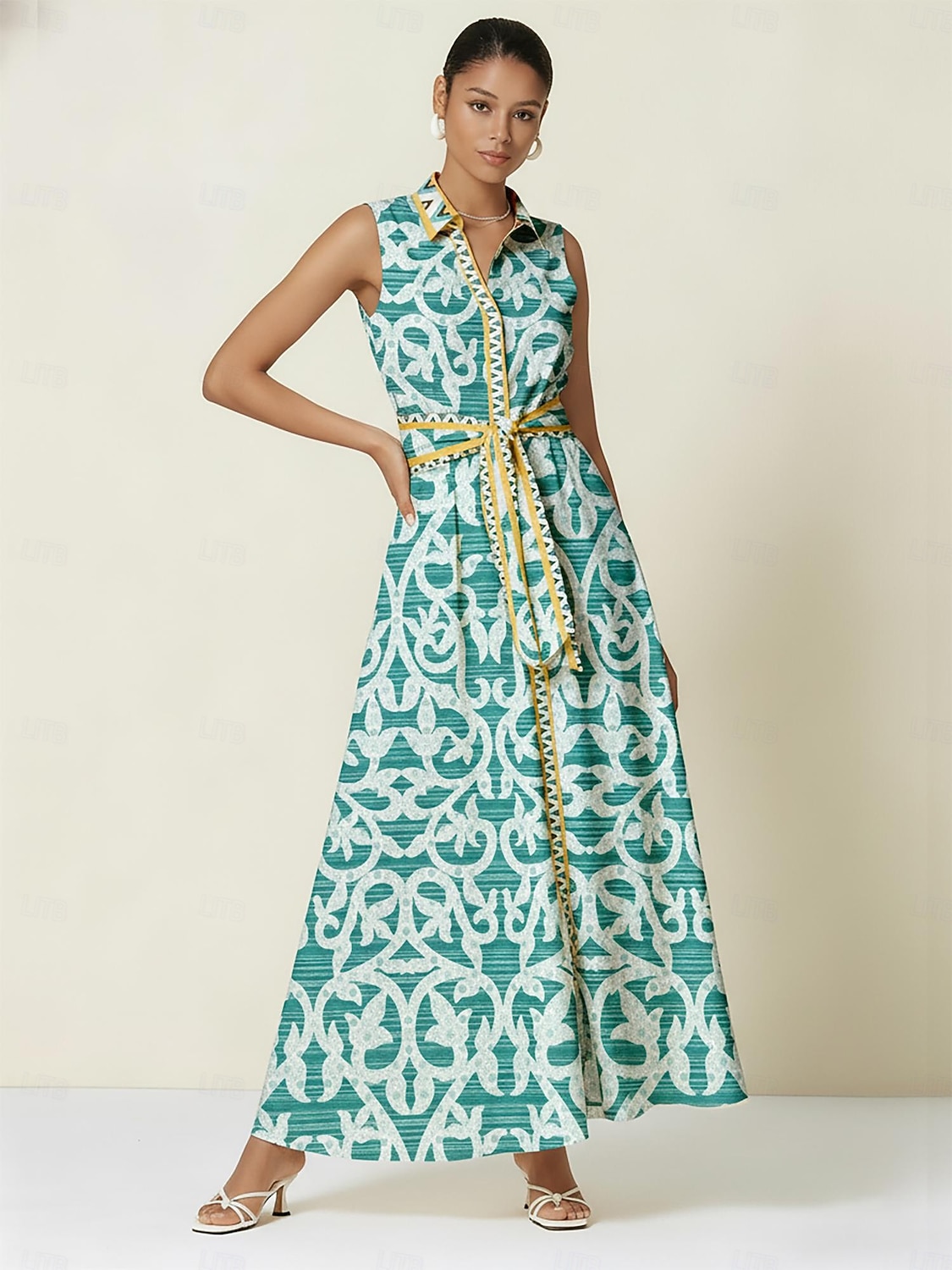 Maxikleid mit Hemdkragen, Gürteltasche 2026 - $113.99 –P2