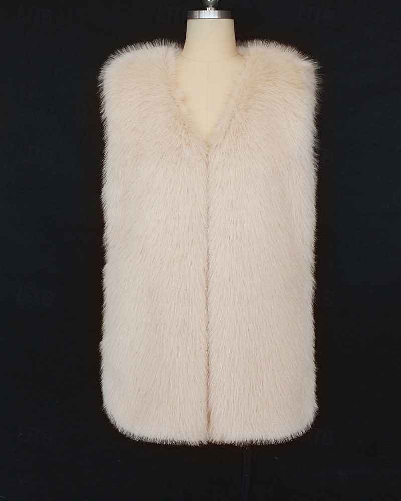 Dame سترة Fuskepels Hold Varm Bekvem Lomme Pels og lær Mote Fritid عادي Feriereise Gate Avslappet Dagligdagstøy Lang V-hals Normal Langermet Yttertøy Svart Vin Kongeblå Høst Vinter 2026 - $37.99 –P8