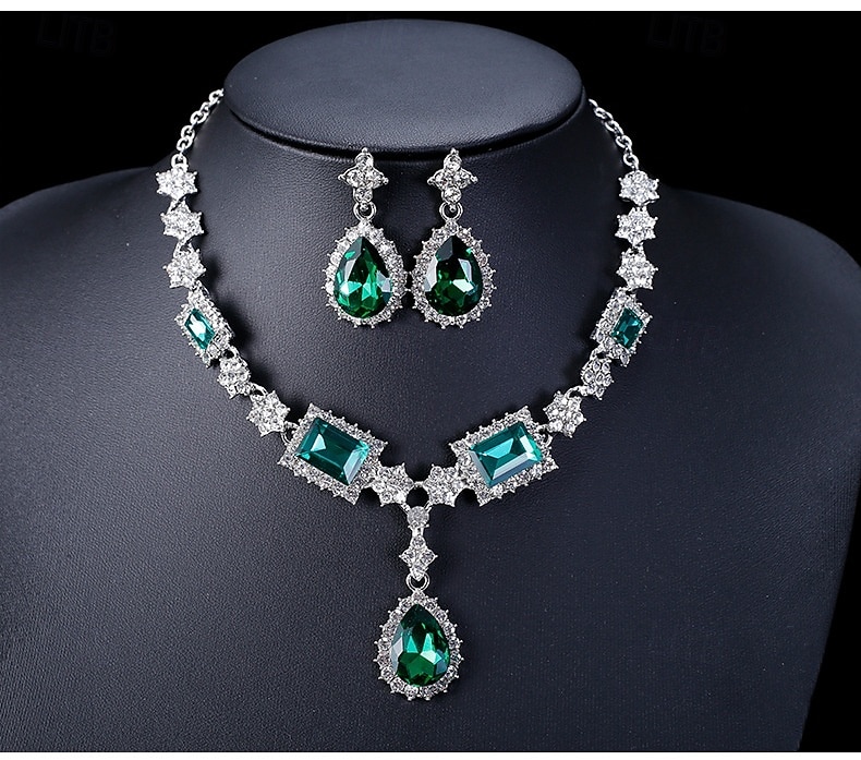 Naisten punainen jalokivikaulakoru ja korvakorusetti, elegantit kristallikorut joulujuhliin, lomalahjoihin &muodolliset tilaisuudet 2026 - $11.99 –P3