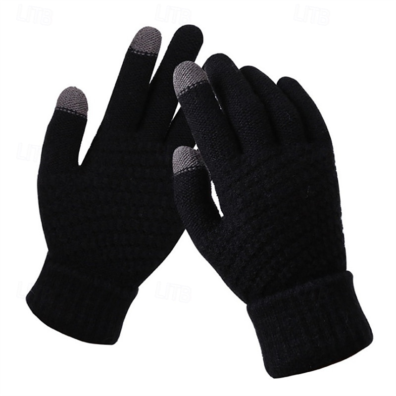 Męskie 1 para Czubki palców Rękawiczki zimowe Dziane rękawiczki Rękawiczki bez palców Moda Nowoczesny Rękawiczki Keep Warm Dzierganie Kolorowy blok Jesień Czarny Biały Żółty Rumiany róż 2026 - $9.49 –P9