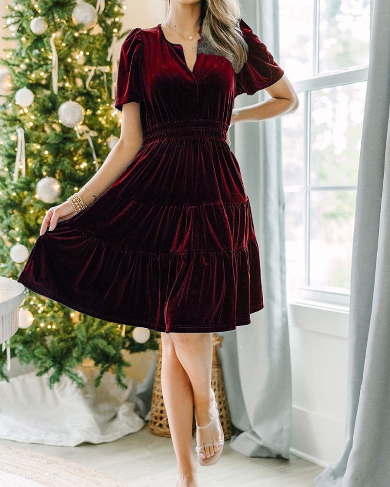 Women's Mini Dress Christmas Dress Velvet Dress Party Dress Cocktail Dress Fashion Modern Evening Party Party Cocktail Party Regular Fit Plain Short Sleeve V Neck Wine Dark Green Spring Fall 2026 - $32.99 Women's Mini Dress Christmas Dress Velvet Dress Party Dress Cocktail Dress Fashion Modern Evening Party Party Cocktail Party Regular Fit Plain Short Sleeve V Neck Wine Dark Green Spring Fall 2026 - $32.99