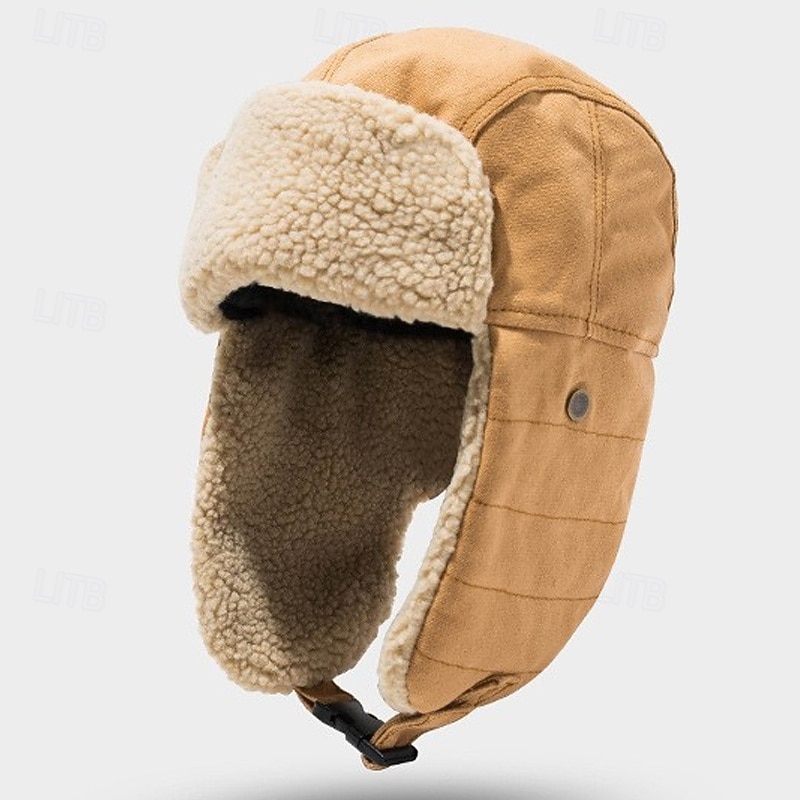 Men's Trapper Hat Ushanka Hat Aviator Hat Ear Flap Hat Winter Hats Black Navy Blue Cotton Fleece Fashion Vintage Style Modern Contemporary Daily Wear Date Solid / Plain Color Thermal Warm Windproof 2026 - $13.99 –P6