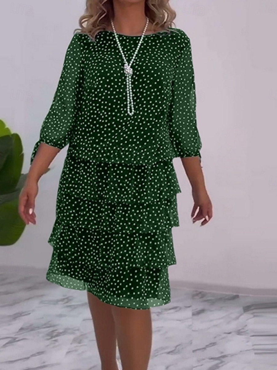 Women's Mini Dress A Line Dress Casual Daily Regular Fit Polka Dot 3/4  Length Sleeve Crew Neck Navy Black Green Summer Spring Fall 2026 - $51.99