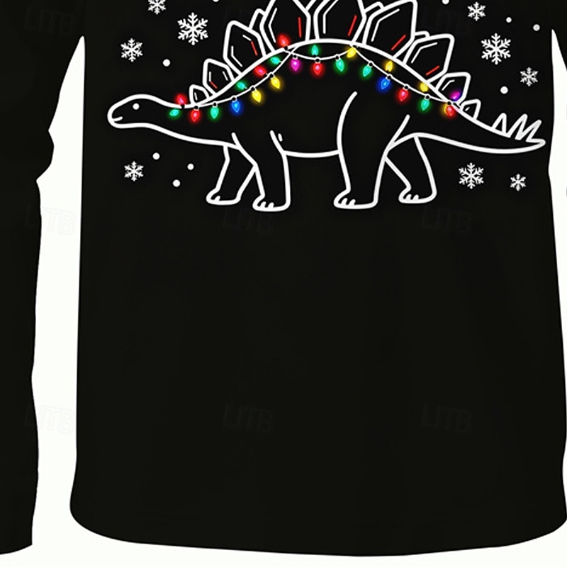 Jul Pojkar 3D Grafisk Dinosaurie T-shirt Långärmad Vår Höst Mode Grundläggande Barn 4-12 år Rund hals Utomhus Ledigt Dagligen Normal 2025 - $13.99 –P3