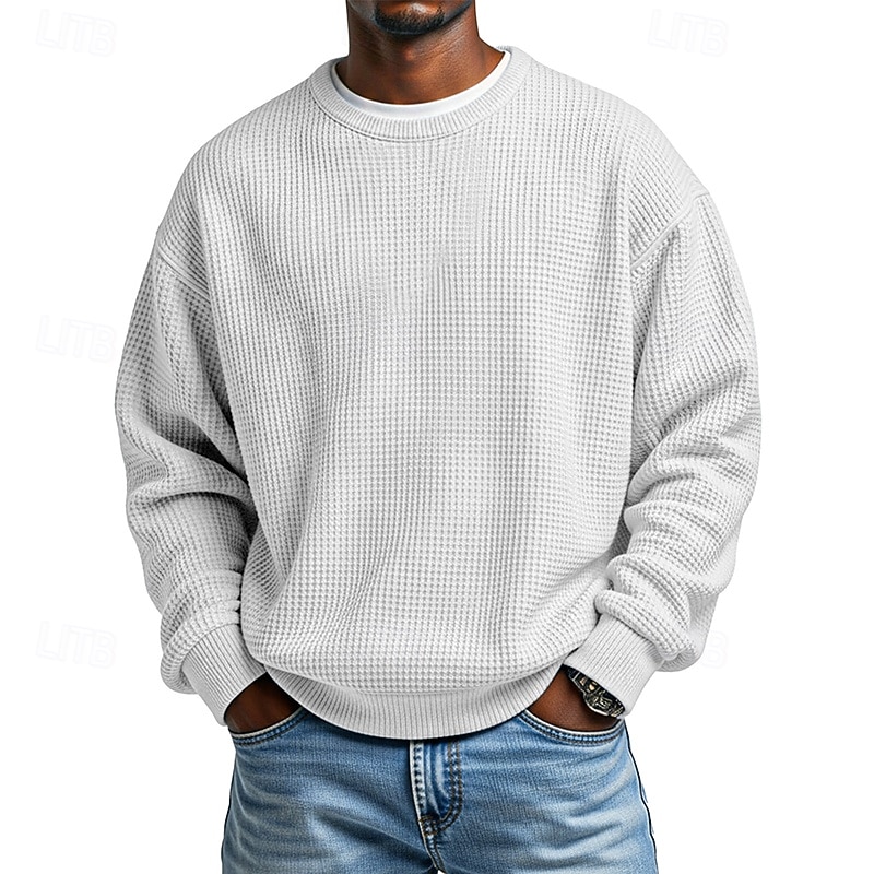 Per uomo Maglia Felpa a nido d'ape Maglione Aalbicocca Bianco Girocollo Semplice Testurizzato Casuale Quotidiano Sport & Outdoor Poliestere Streetwear Cool Abbigliamento Sportivo Primavera & Autunno del 2026 a $24.99 –P7