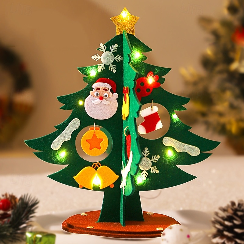 Christmas DIY Handmade Felt Christmas Tree Material Pack Desktop Decoration Lights Props Decorative Lights Warm Light String 2025 - CAD $6.99 –P1