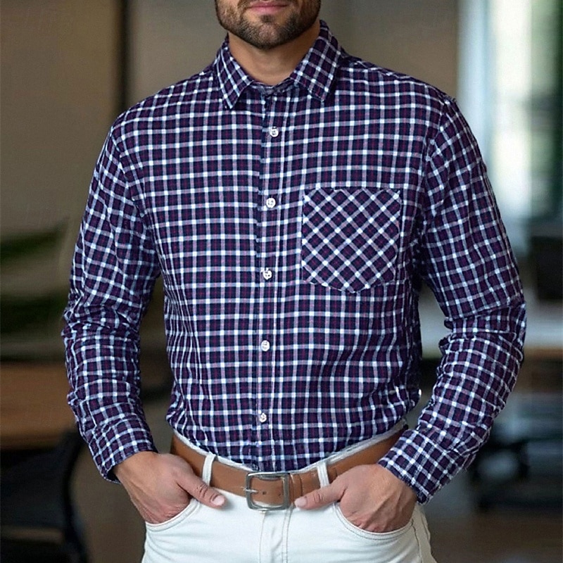 Bărbați Cămașă Cămașă de Costum Camașă cu nasturi Plisat Nuntă Zilnic Bleumarin Albastru piscină Gri Deschis Manșon Lung Răsfrânt Primăvară Toamnă Îmbrăcăminte Buzunar frontal 2025 - $28.99 –P3