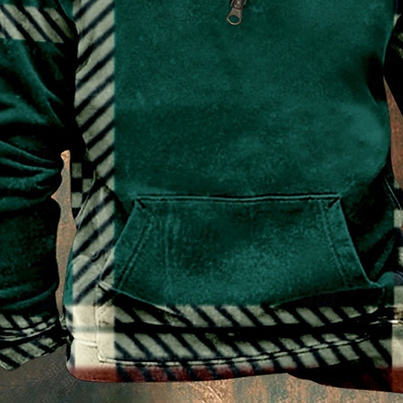 Per uomo Maglia Felpa in pile Felpa con zip corta Giallo Verde Mezza zip Geometrico Plaid Zip a un quarto Sport & Outdoor Quotidiano Ferie Poliestere Streetwear Essenziale Casual Autunno Inverno del 2026 a $31.99 –P4