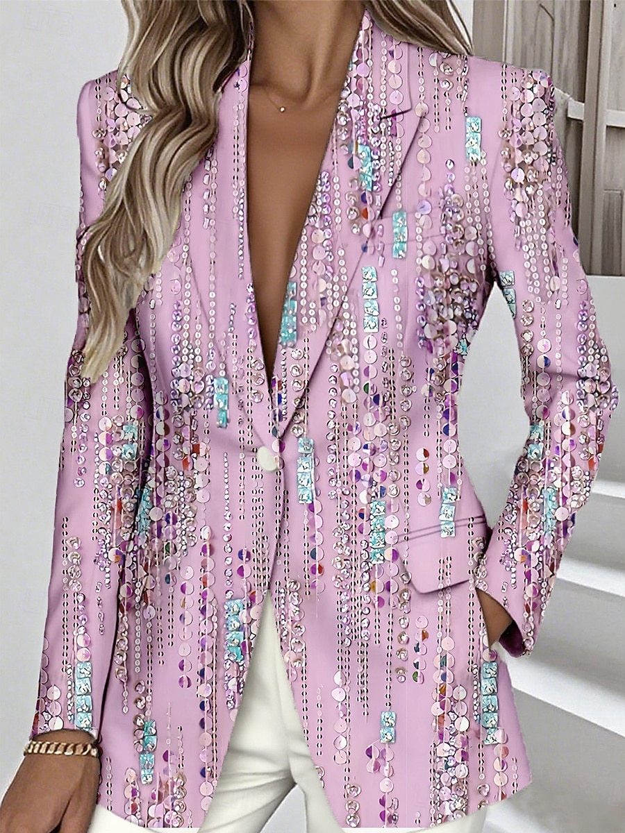 Mujer chaqueta Mantiene abrigado Bolsillo Botones Diario Casual Geométrico Formal Casual Regular Solapa de Pico Ajuste regular Manga Larga Ropa de calle Azul Piscina Morado Verde Trébol Primavera 2026 - $48.99 –P2