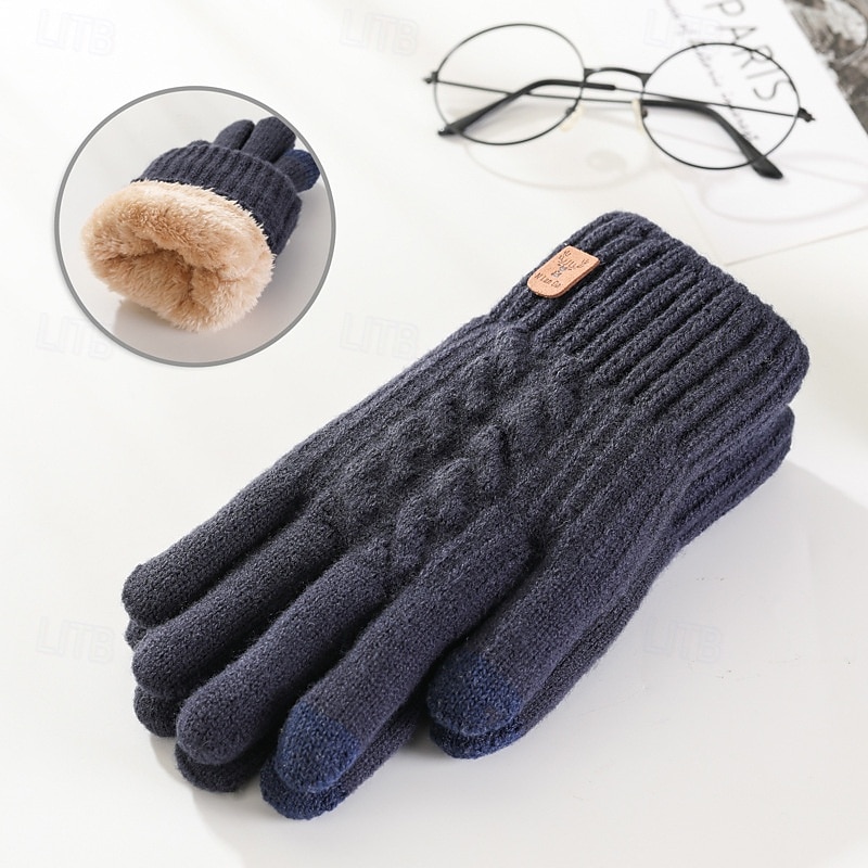 Муж. 1 пара С пальцами Зимние Вязаные перчатки Перчатки без пальцев Мода Современное Перчатки Сохраняет тепло Вязанная Флис Полотняное плетение Осень Черный Темно синий Кофейный Серый 2025 - $6.49 –P4