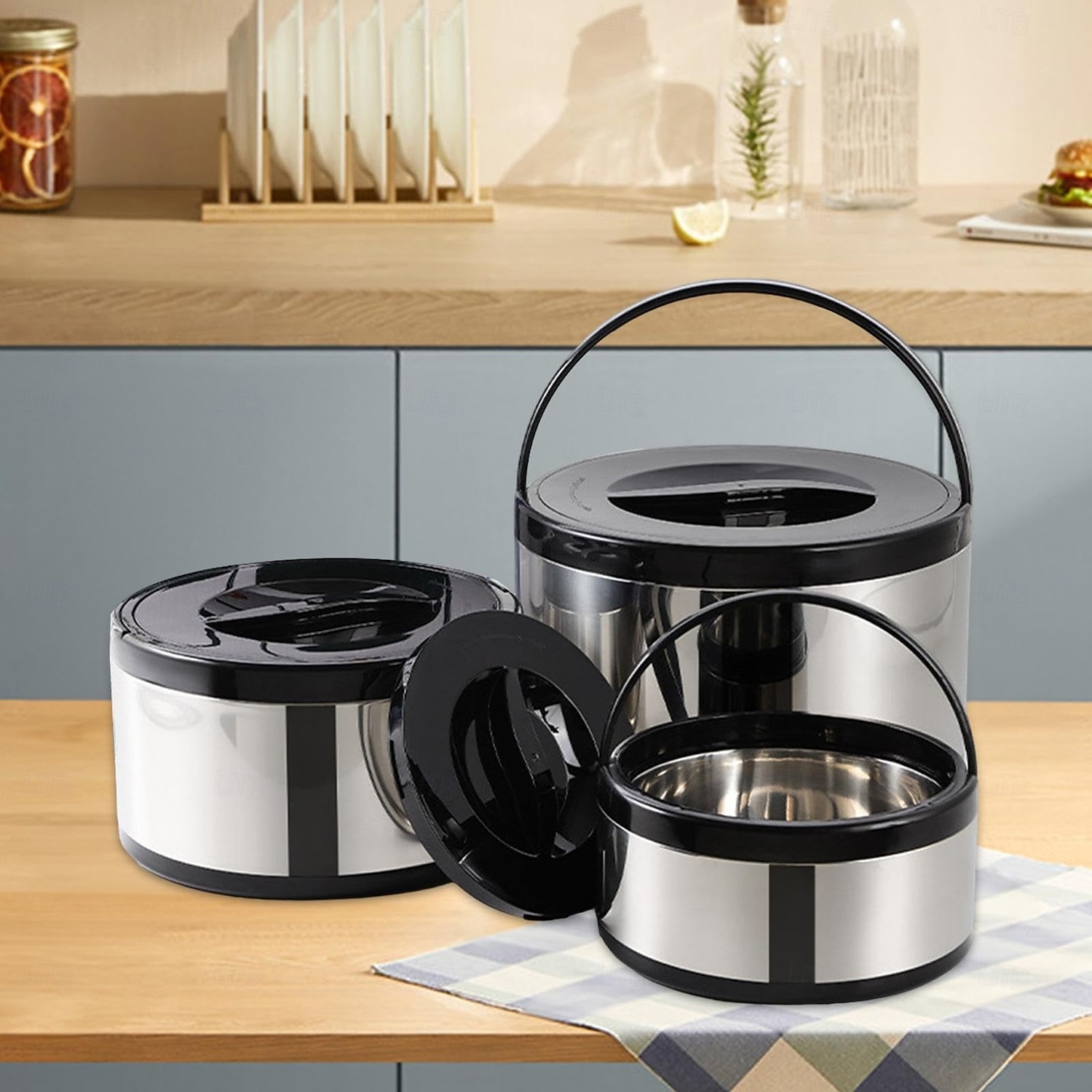 Contenitore termico per alimenti in acciaio inossidabile da 3 pezzi, contenitore termico portatile a prova di perdite per zuppa da viaggio, campeggio all'aperto, bianco del 2025 a $85.99 –P5