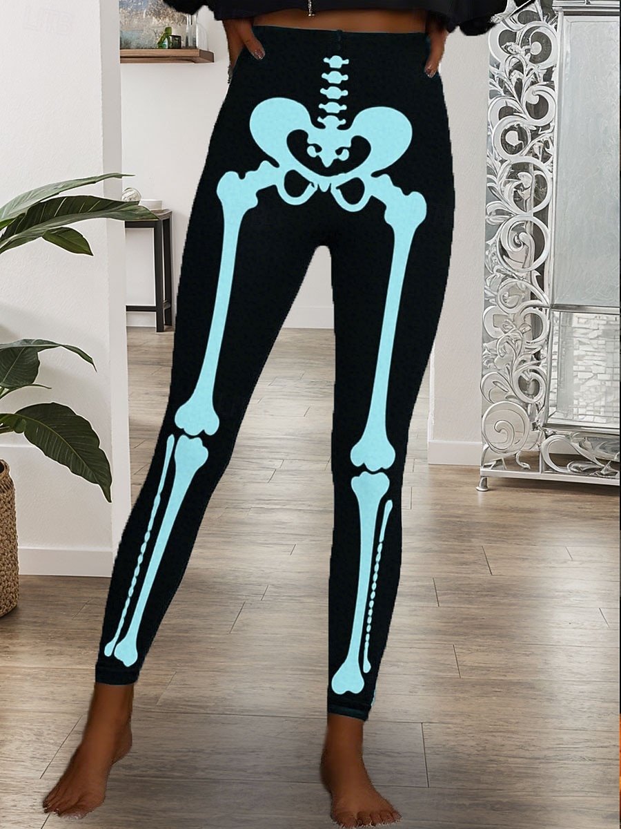 Frauen Leggings Urlaub Vintage Mode Voll Länge Hoch Taille Hosen Grafik Totenkopf Druck Thermisch Warm Weich Atmungsaktiv Hohe Elastizität Formal Outdoor Urlaub Weiß Rosa Blau Grün Frühling 2026 - $21.99 –P1