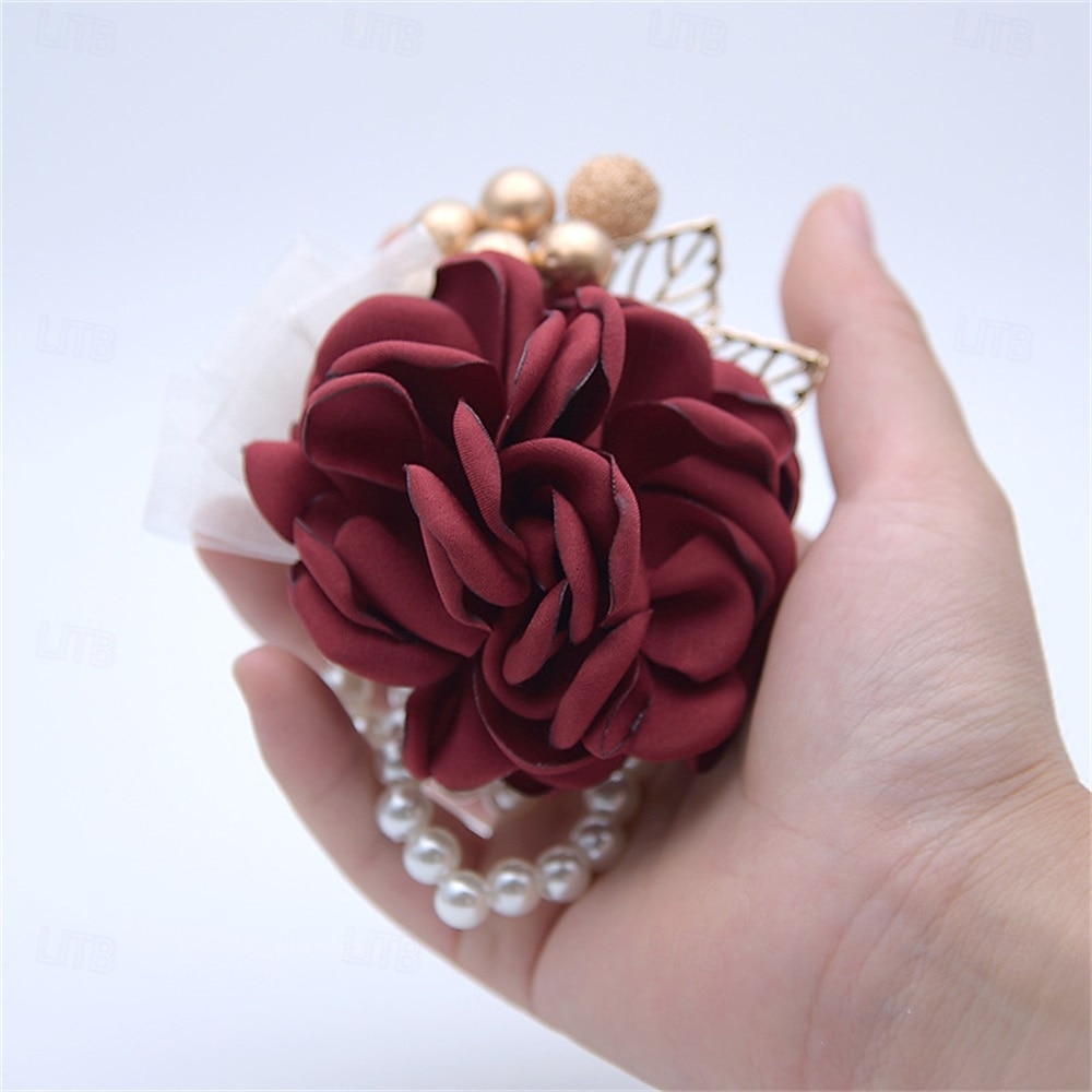 Bröllop handled blommor Handleds Corsage Bröllop / Fest Metall / Tyg Blomstil 2026 - $17.49 –P5