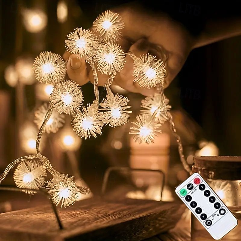 Luces de Cuerda Diente de León con Control Remoto 8 Modos 10m 80LED Lindas Luces de Hadas Blanco Cálido para Árbol Dormitorio Ambiente Festivo Decoración de Fiesta de Boda Cumpleaños 2026 - $21.99 –P1