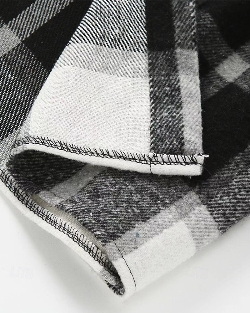 Miesten Paita Rento paita Flanellipaita Button Up paita Rubiini Pitkähihainen Skottiruutukuvio Kauluskäänne Katuvaatteet Loma Tasku Vaatetus Puuvilla Muoti Vapaa-aika Mukava 2026 - $30.99 –P15