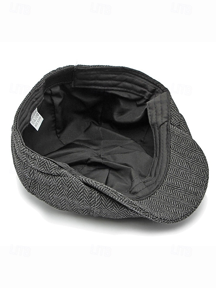 Miesten jouluinen kalanruotokuvioinen newsboy-lippis, vintage-villasekoitteinen litteä lippis klassisella 8-paneelisella muotoilulla, monivärinen gatsby-tyylinen hattu talveksi, lomalle ja vapaa-aikaan 2026 - $18.99 –P10