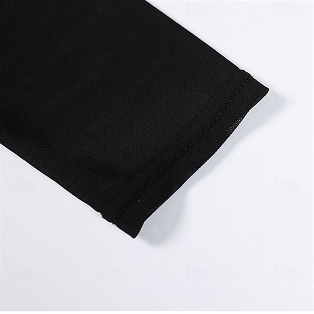 abito da ballo da sala con maniche trasparenti per donna - abito a trapezio con maniche lunghe e dettagli in velluto per competizioni, eventi di ballo latino e danza - nero del 2026 a $148.99 –P6