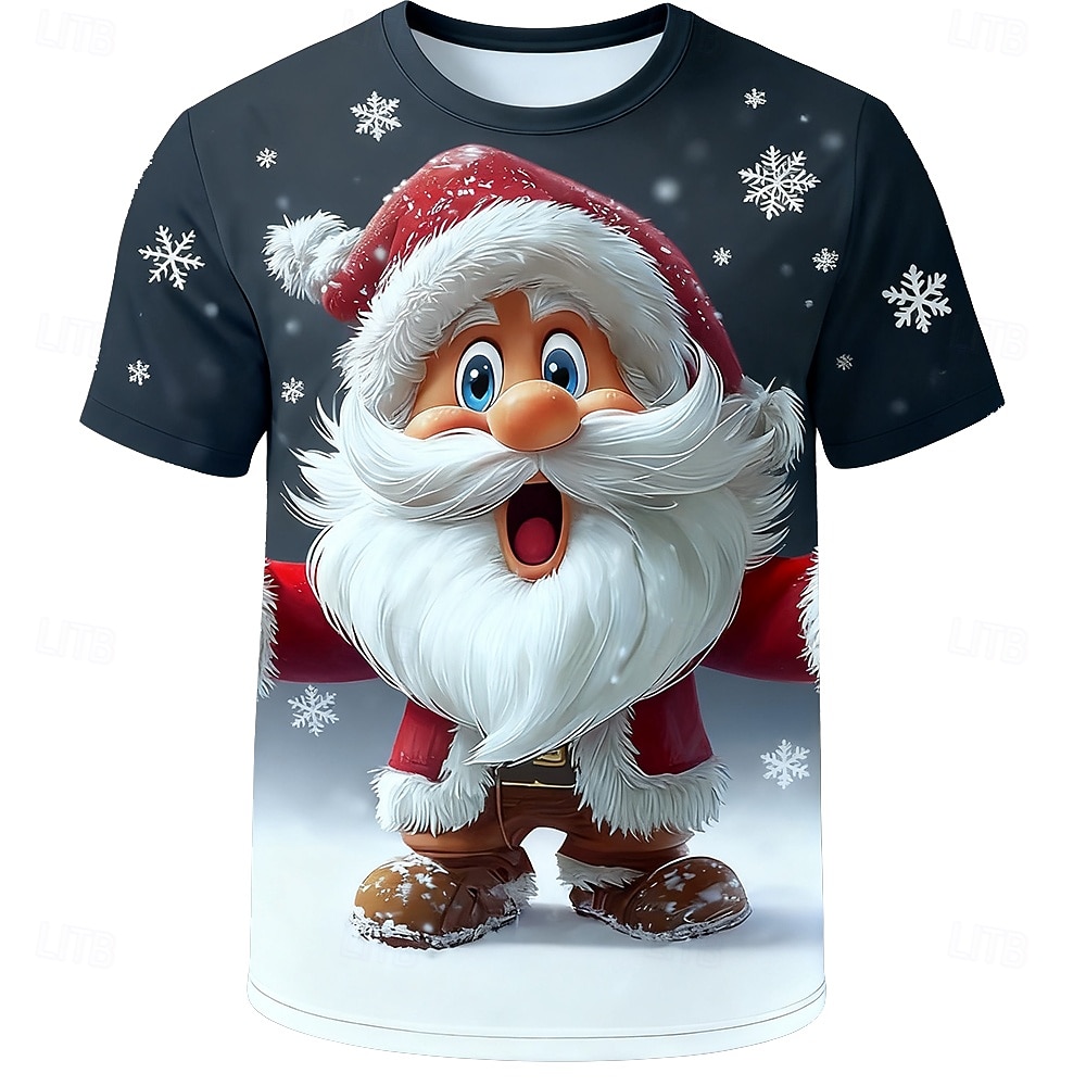 Christmas Men's Santa Claus T Shirt Short Sleeve T shirt 3D Print Crew Neck Shirt Daily Designer Artistic Vacation Party Street Blue Black Light Grey All Seasons Clothing Apparel S M L XL XXL XXXL 2025 - $23.99 –P6
