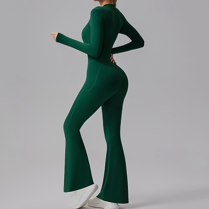 Mujer Mono de Fitness Mono de una pieza Cerrar Color sólido Body Primavera Otoño Negro Blanco Gimnasio Rutina de ejercicio Corriendo Control de barriga Manga Larga Deporte Ropa de Deporte Ajuste 2026 - $54.99 –P8