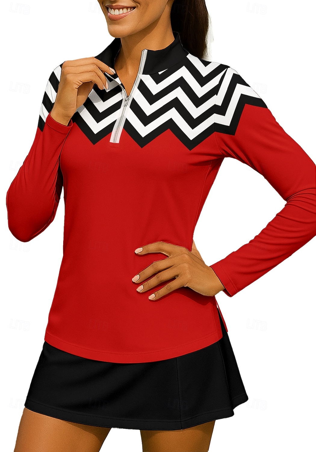 Per donna Geometrico Maglietta Maglietta sportiva Polo da golf Maglia da tennis Manica Lunga Cerniera Floreale UPF50+ Resistente ai Raggi UV Alta elasticità Traspirante Tennis Golf Pickleball Collo del 2026 a $25.99 –P1