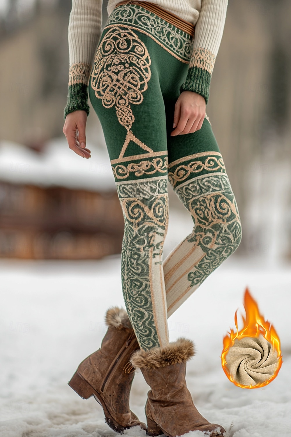 Leggings Boho Viking da donna Foderati in fleece Vacanza Stile Etnico Vintage Full Length Alta Vita Motivo Geometrico Stampa 3D Termici Caldi Resistente al Vento Confortevoli Elasticizzati Quotidiani del 2026 a $37.99 –P1