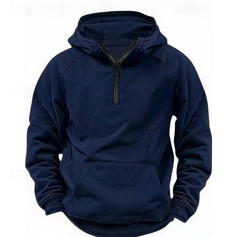 Hombre Sudadera Sudadera con capucha y cremallera de un cuarto Negro Vino Verde Ejército Azul Marino Caqui Con Capucha Plano Bolsillo Media Cremallera Deporte Diario Festivos Poliéster Ropa de calle 2025 - $25.99 –P5