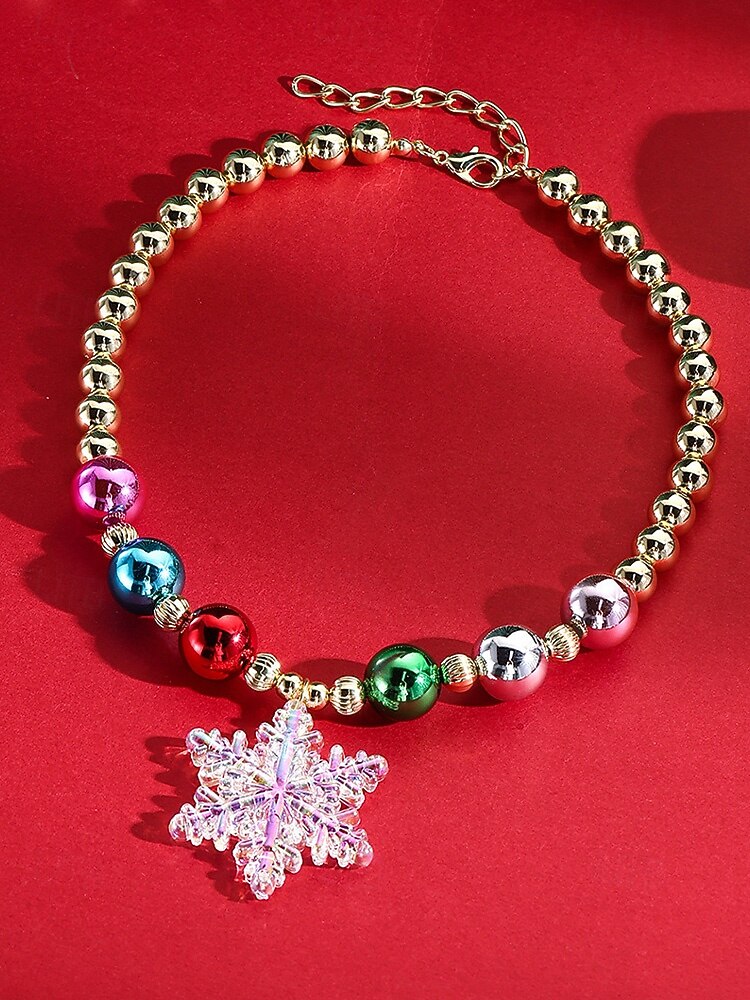 Női karácsonyi ajándék nyaklánc, ötvözet és akril anyagból, színes gyöngyök ünnepi medálokkal, tökéletes ünnepi kiegészítő partikra és összejövetelekre 2025 - $9.99 –P6